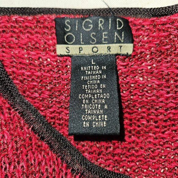 Vintage Sigrid Olsen Red Embroidered Cardigan Sweater – Size L - Picture 12 of 12